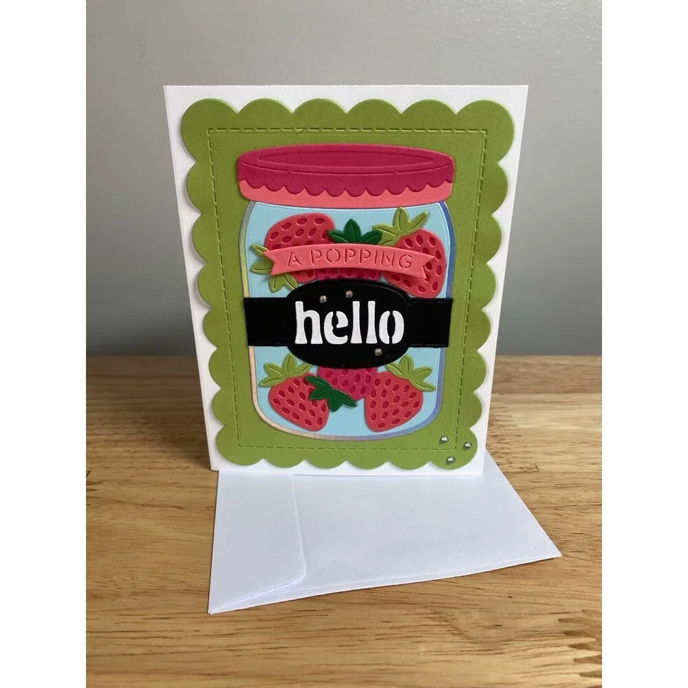 Strawberry Card – Handmade Fruit Greeting Card – Cute Berry Card – A2